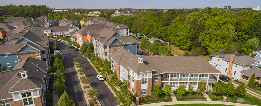 Aerial shot of Union Flats Apartments