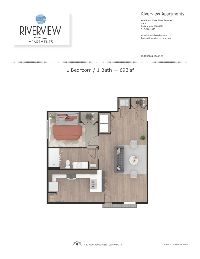 Maumee 1 Bedroom Floor Plan Riverview Apartments